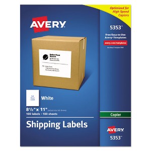 Avery Copier Mailing Labels, Copiers, 8.5 x 11, White, 100/Box - 1 of 4