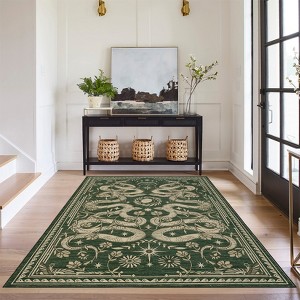 Washable Modern Snake Printed Rug Non Slip Low Pile Rug Soft Throw Floor Cover Foldable Indoor Carpet for Living Room Bedroom Playroom Nursery - 1 of 4