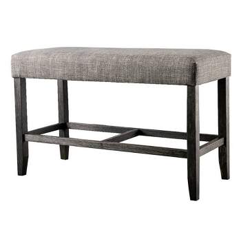 41" Counter Height Bench with Padded Seating Gray - Benzara