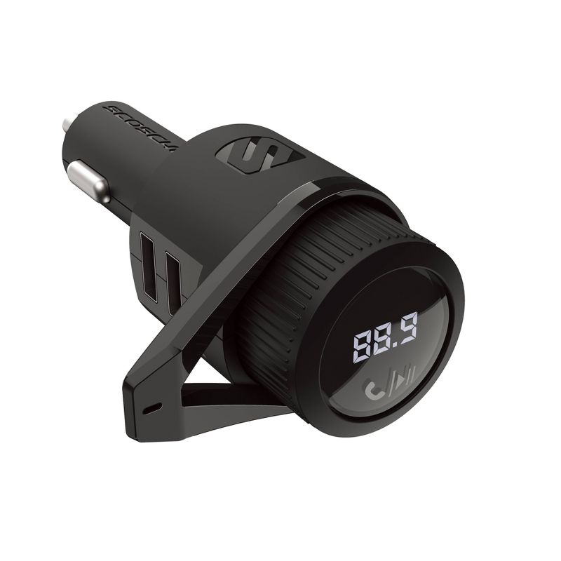 Scosche Bluetooth FM Transmitter (2.4A/12W 2-Port USB-A) - Black, 3 of 7