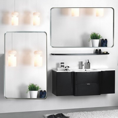 Rectangle Bathroom Mirror 30x20in/36x30in/40x30in Fireproof Waterproof Beveled Edge Design Rounded Corner Wall-mounted Bathroom Mirror