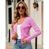 Womens Lightweight Knit Cardigan V Neck Long Sleeve Front Button Down Elegant Shrugs for Dresses - 3 of 4