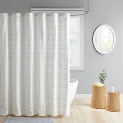 Jemma Clipped Jacquard Shower Curtain Ivory