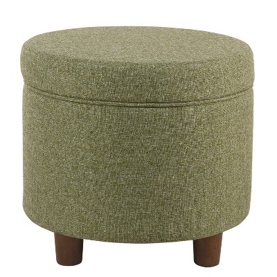 Green Harris Tweed Wide Round Footstool with Light Wooden Legs. – Mini  Cottage Creations