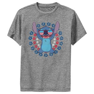 Boy's Lilo & Stitch Patriotic Hibiscus Circles Performance Tee - 1 of 4