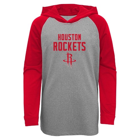 NBA Houston Rockets Youth Gray Long Sleeve Light Weight Hooded Sweatshirt -  M