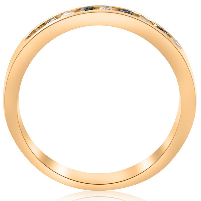 Pompeii3 1/3ct Diamond & Blue Sapphire Anniversary Wedding Ring 14k Yellow Gold, 2 of 6