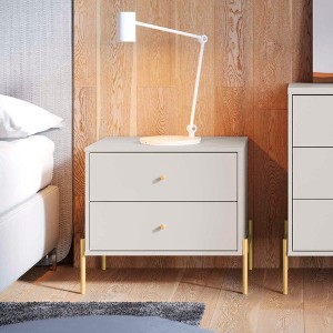 Sapphtopaz Modern Nightstand with 2 Drawers Elegant Bedside Table with Rounded Knobs & Steel Legs Night Stand for Bedroom, Living Room - 1 of 4