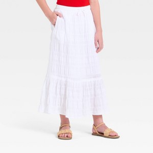 Girls' Textured Tiered Maxi Skirt - Cat & Jack™ White L : Target