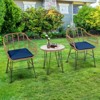 Tangkula 3PCS Patio Rattan Furniture Set with Round Tempered Glass Top Table & 2 Rattan Armchairs White/Turquoise/Red/Black/Gray/Navy - 2 of 4