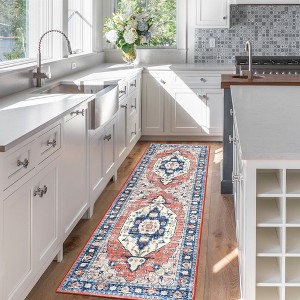 Area Rug Washable Boho Rug Vintage Floral Distressed Rugs - 1 of 4