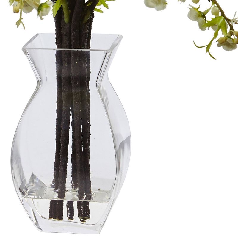 Cherry Blossom in Glass Vase White - Nearly Natural, 4 of 5