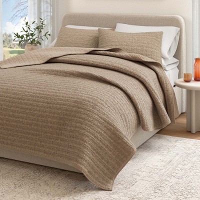 Reversible Honeycomb Waffle Garment Washed Cotton Quilt Set - Great Bay Home