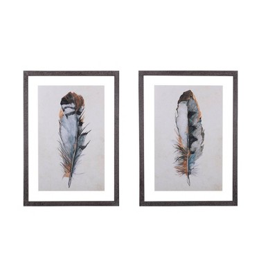 20" x 28.7" (Set of 2) Designs Feathers Framed Wall Art - 3R Studios