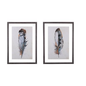 20" x 28.7" (Set of 2) Designs Feathers Framed Wall Art - Storied Home: Modern Canvas Artwork, Sawtooth Back - 1 of 4