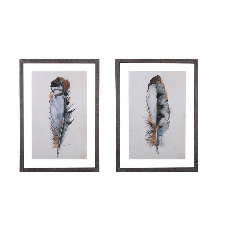 20&#34; x 28.7&#34; (Set of 2) Designs Feathers Framed Wall Art - Storied Home, 1 of 10