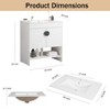 NicBex Bathroom Vanity with White Ceramic Basin,Modern Bathroom Sink Vanity with 2 Cabinet Doors,30"/24"Bathroom Sink Cabinet for Bathroom,White/Black - 3 of 4