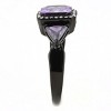 Slickblue Women's IP Black Stainless Steel Ring with Amethyst CZ - Three-Stone Design - February Birthstone - Size 5-10 - 4 of 4