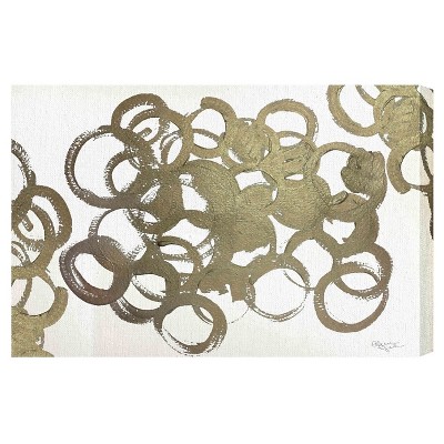 16" x 24" De Gala Abstract Unframed Canvas Wall Art in Gold - Unbranded