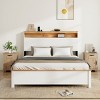 Modern Bed Frame with Storage Headboard, LED Light Bed Frame, Sturdy Metal & Wood Platform Bed for Bedroom – The Pop Home - 2 of 4