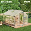 8x10 FT Aluminum Large Walk-in Green House Polycarbonate Greenhouse with Roof Vent Ground Nails Lockable Push Door - 4 of 4
