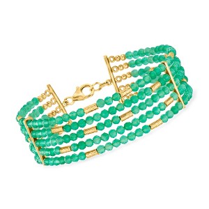 Ross-Simons Green Chalcedony Bead 5-Row Bead Bracelet in 18kt Gold Over Sterling Size 7 - 1 of 4