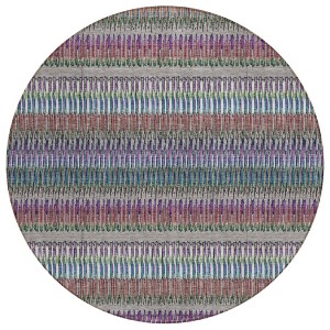 Taupe Purple And Blue Striped Washable Indoor Outdoor Area Rug - 1 of 4