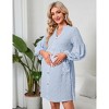 Maternity Swiss Dot Dress V Neck Long Sleeve Button Down Baby Shower Midi Dress Photoshoot - 3 of 4