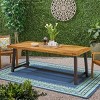Outdoor Acacia Wood Dining Table for 8,Patio Rectangular Dining Table with Metal Frame,Wood Dining Table for Family Gatherings-Coolbibila - 2 of 4