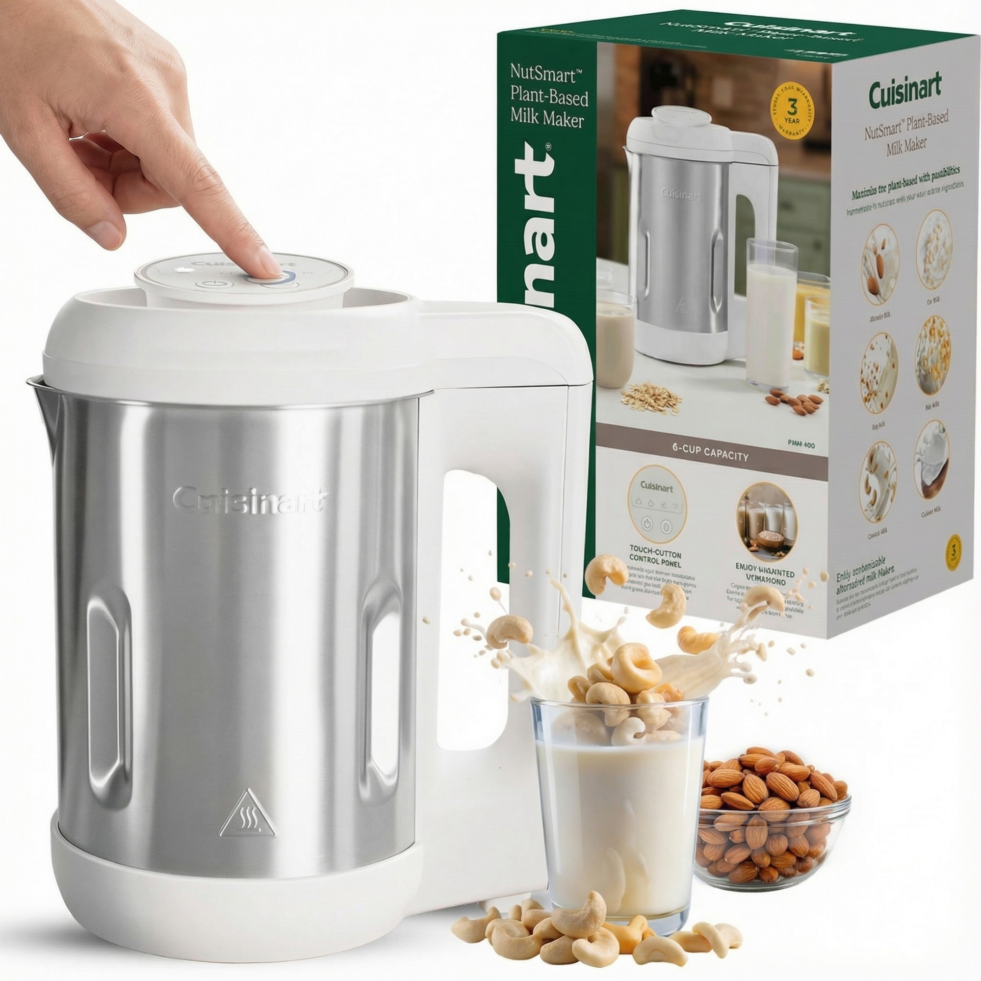 Cuisinart NutSmart 50 Oz Stainless Steel Nut Milk Maker Machine Fast 60 Second Almond Oat Soy Milk Maker