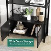71.5" Arched Bookcase w/ Doors, 4-Tier Storage Shelf w/ Metal Frame for Living Room, Home Office, Black - 3 of 4