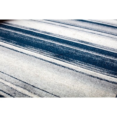 Abstract Seaside Horizon 8' Round Blue Synthetic Area Rug