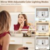 45.9" Vanity Desk with Large Mirror and Lights, 3 Lighting Modes Adjustable Brightness, Vanity Table with Power Outlet, 8 Drawers, for Powder Room - 3 of 4