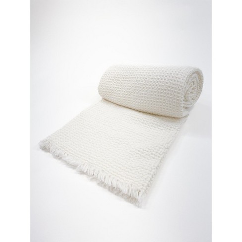 Great Bay Home 100% Cotton Waffle Weave Blanket Twin White