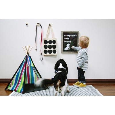 Striped Multicolor Polyester Pet Teepee with Wooden Poles