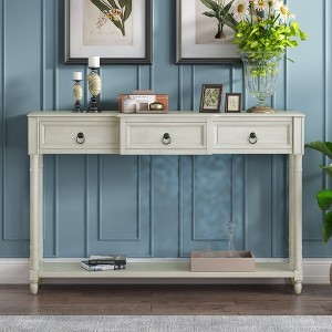 Whisen Rustic Rectangle Wood Console Table with 3-Drawers and Bottom Shelf - 1 of 4