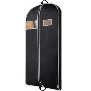 HOMLUX 43" Larget Garment Storage Bags with Extra Shoe Bag for Suit Travel Hanging Clothes, Black - 1 of 4
