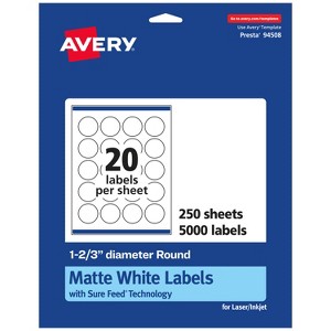 Avery Matte White Round Labels, 1-2/3" diameter - 1 of 4