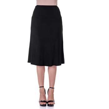24seven Comfort Apparel A Line Elastic Waist Knee Length Skirt
