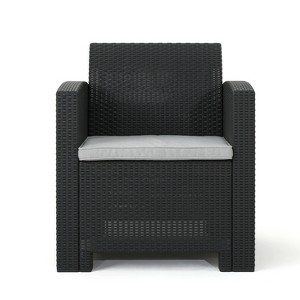 Christopher Knight Home Ellie Outdoor Polypropylene Resin Club Chair with Cushions - 1 of 4