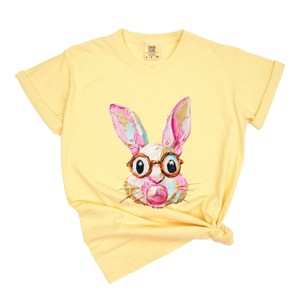 Bunny Face Textured Paint - Women's Garment Dyed Graphic T-Shirt - 1 of 4
