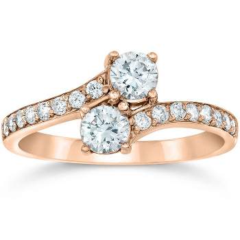 Pompeii3 1 Carat Forever Us 2-Stone Diamond Engagement Ring 14K Rose Gold