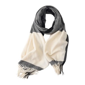 Anna-Kaci Women's Striped Scarf with Soft Cozy Fabric Two-Tone Design and Fringe Trim Detailing - 1 of 4