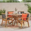 Mcgill 5pc Patio Acacia Wood Dining Set - Teak/Dark Gray - Christopher Knight Home: Outdoor Elegance with Rope Weave Chairs & Round Table - 2 of 4