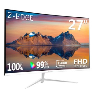 Z-EDGE 27-inch 100Hz Curved Monitor, FHD 1920x1080, Eye-Care Technology, 178° Wide View Angle, VGA+HDMI - 1 of 4