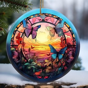 Lomsoe Christmas Ornament, Christmas Decoration, Holiday Present Idea, Christmas Ceramic Tree Decor, Round Ceramic, Christmas Gift - 1 of 1