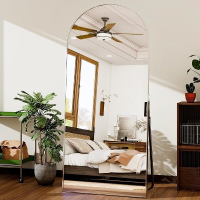 Beautyolove 71"x30" Silver Full Length Mirror Arch Floor Mirrors with Aluminum Alloy Frame