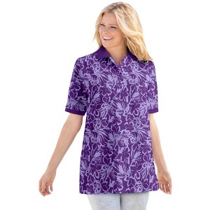 Woman Within Elbow-Sleeve Polo Tunic - 1 of 4
