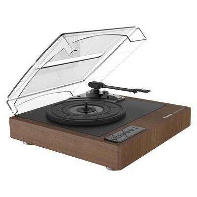 wooden turntable with speakers