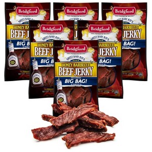 Bridgford Sweet Baby Ray’s Beef Jerky Honey BBQ 10 oz  - Ready to Eat High Protein Jerky for Midday Energy Boost or a Post Workout Snack - 1 of 4